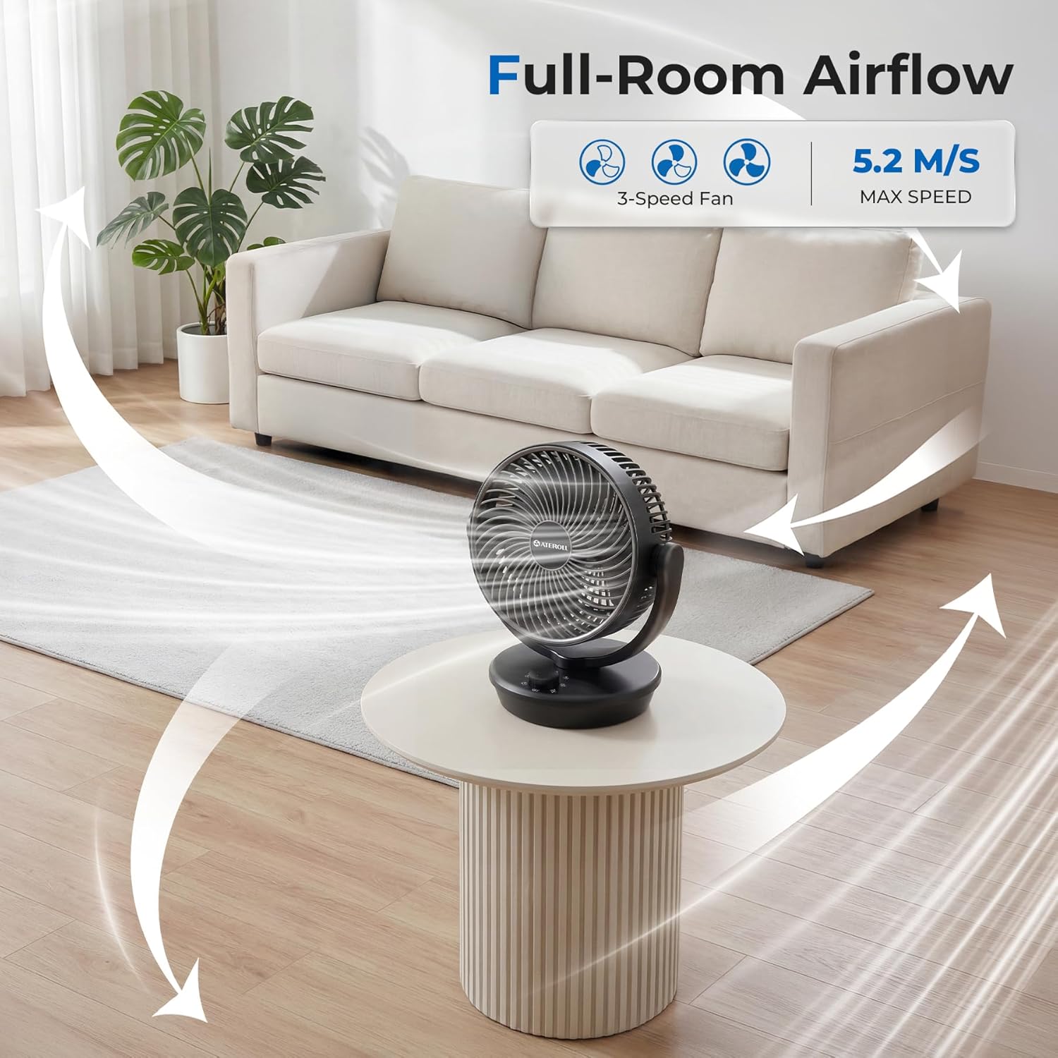 Ateroll Desk Air Circulator: Quiet Elegance