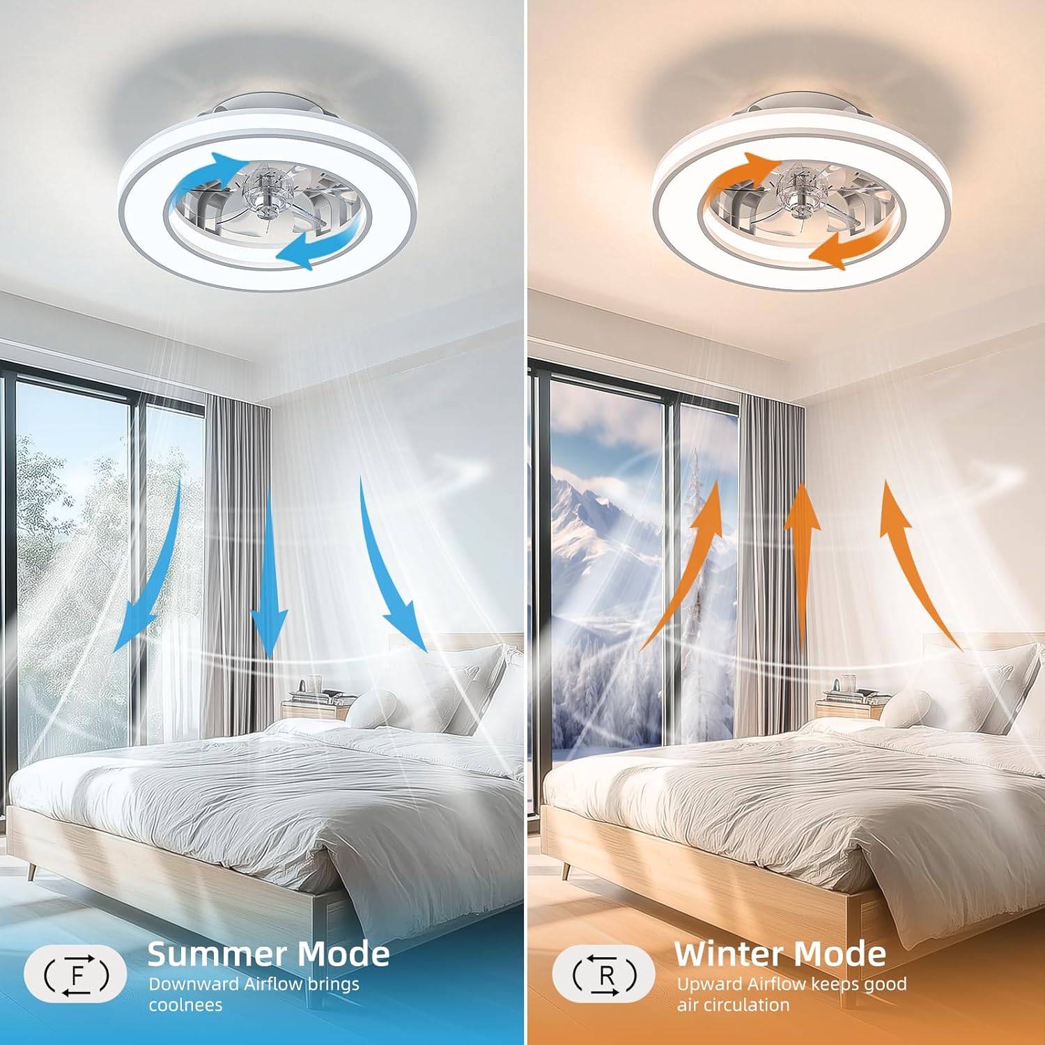 Ateroll Reversible Fan Light: All-Season Comfort
