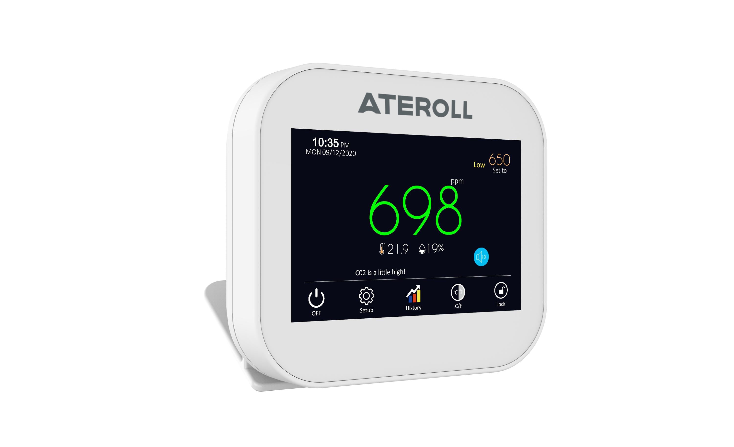 Ateroll Smart CO2 & Air Quality Monitor with Touch Screen